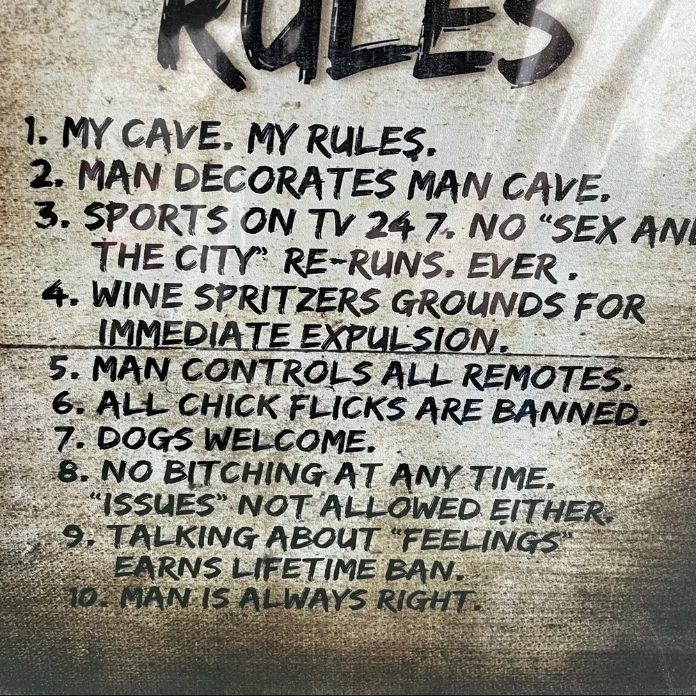 NEW Man Cave Rules Metal Sign